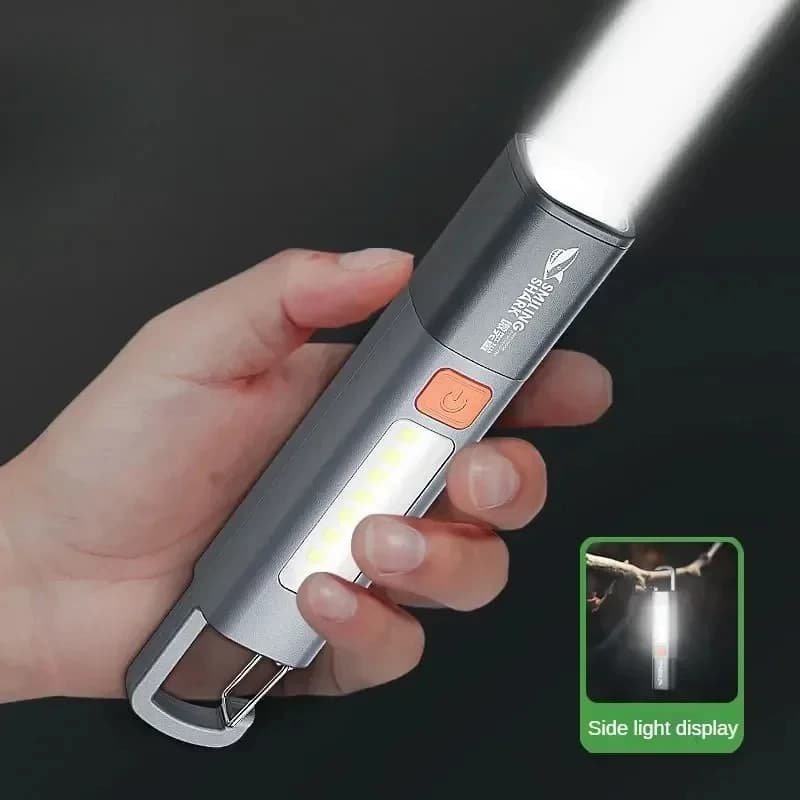 Torcia Portatile Mijia per Esterni, Luce Potente con Messa a Fuoco Variabile, Luci Laterali e Illuminazione a Lungo Raggio, Ricaricabile