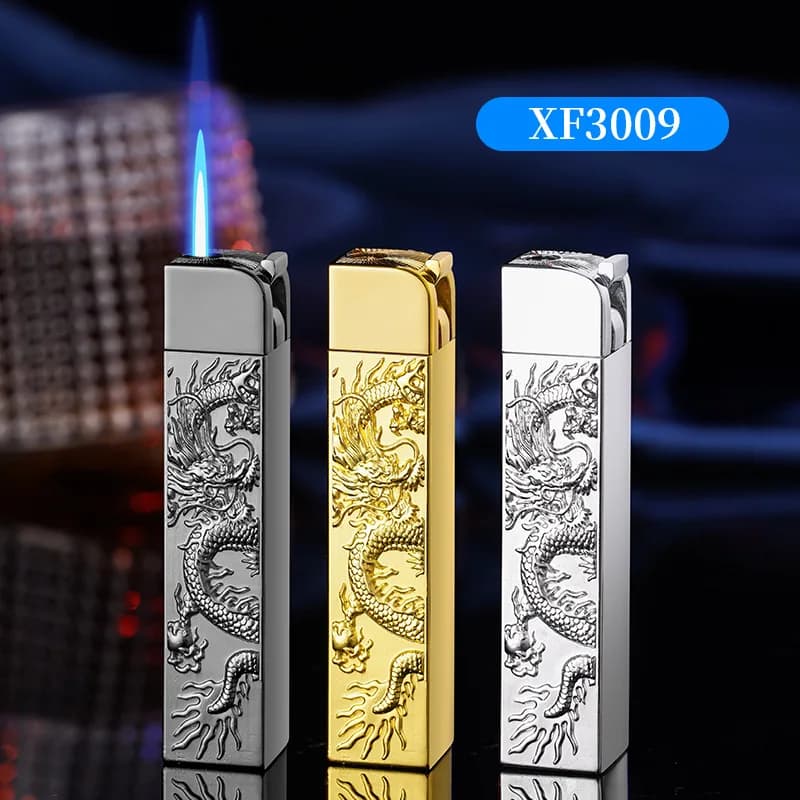 Metal Xianglong Relief Straight Punch Inflatable Lighter Direct Sales High Quality Windproof Lighter Can Be Wholesale