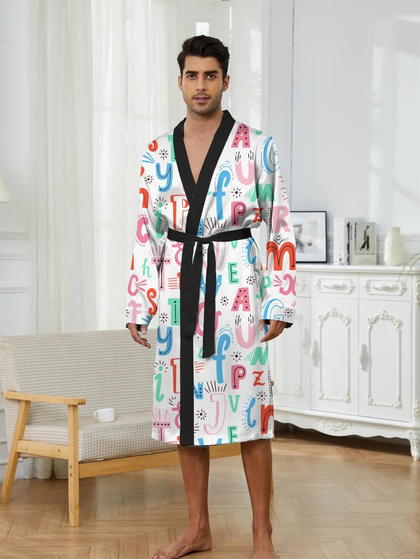 1pcs Men's Robes 2026 Spring/Summer Funny pajamas sleepwear Breathable Bathrobe men Sleepwear Graphic 3D Printed dressing gown