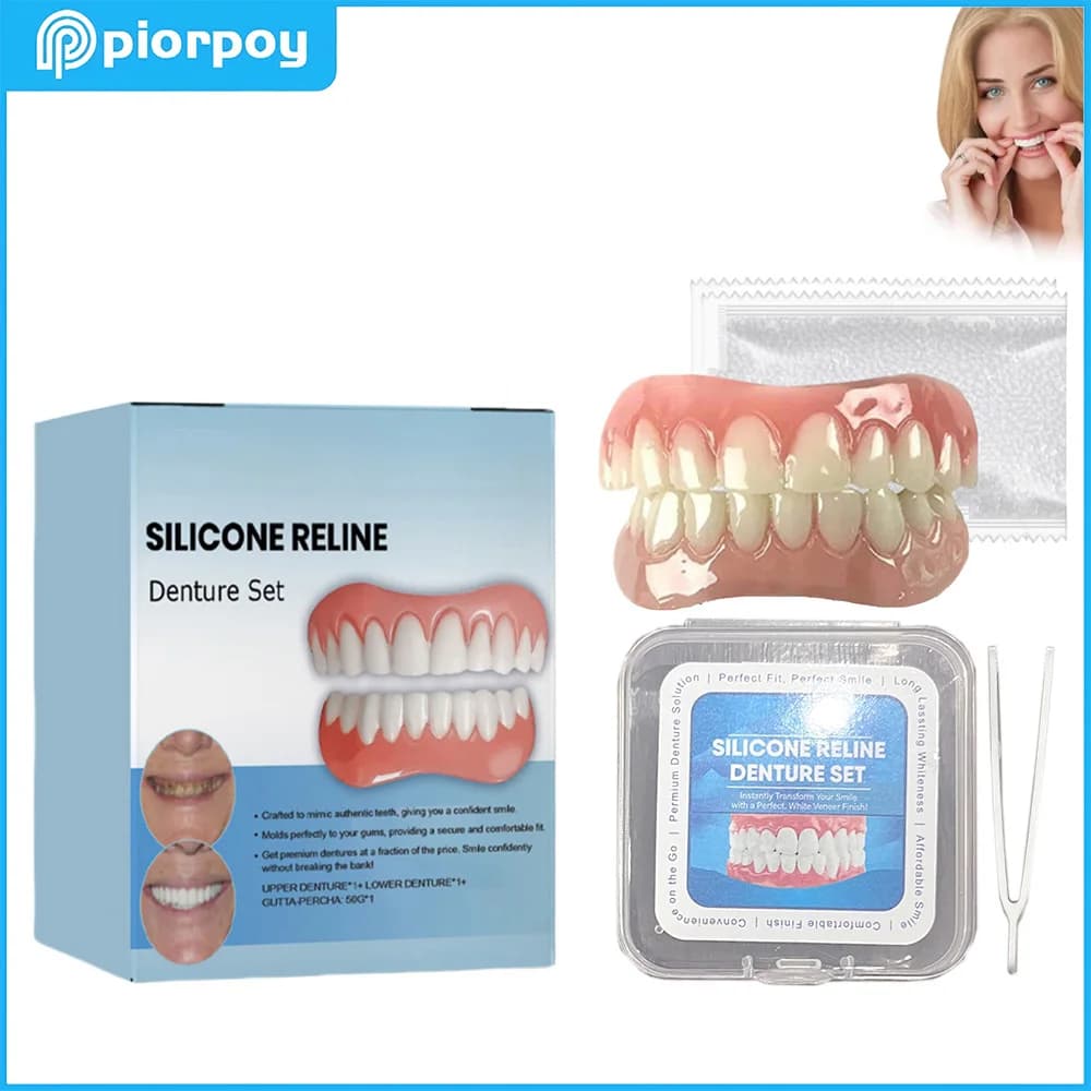 Kit di Protesi Dentarie in Silicone Regolabile, Set di Denti Temporanei a Incastro, Modello Decorativo per Denti ck848