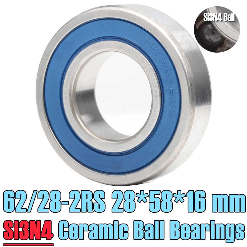 62/28 Cuscinetto ceramico ibrido 28*58*16 mm (1 PC) Bici da corsa Ruota anteriore posteriore 62 28 2RS LUU Ibridi Si3N4 Cuscinetti a sfere 62/28RS