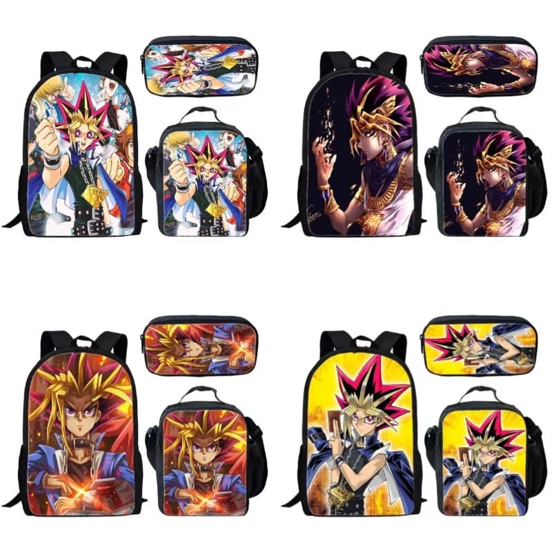 3PCS Hot Anime Duel Monsters Series Backpack+Pencil Case+Lunch Bag Cartoon Role Creativity HD Printing Multi-function Bag Gift