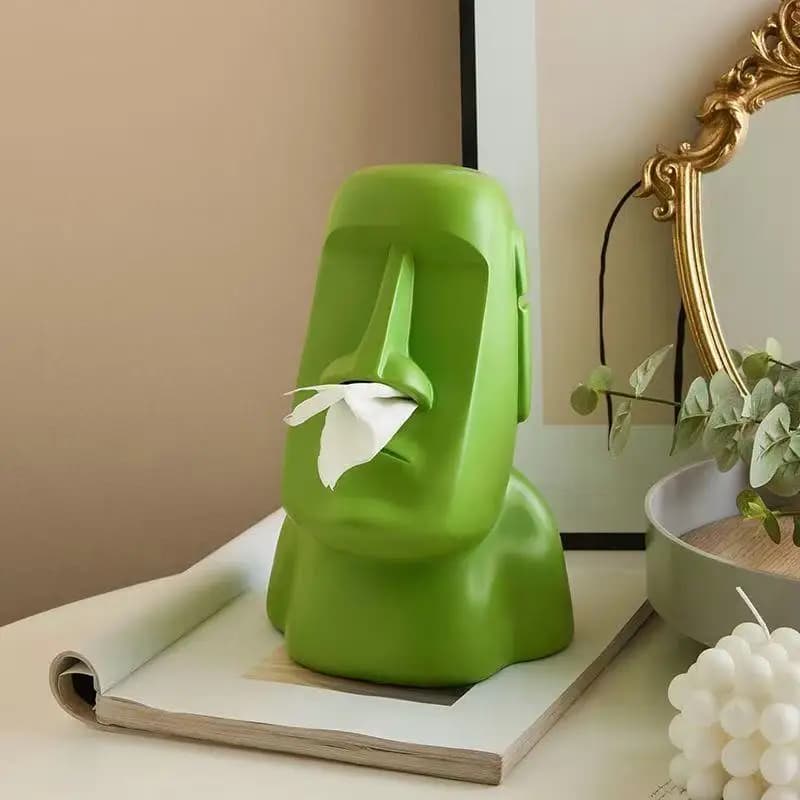Portarotolo Creativo a Forma di Statua Moai dell'Isola di Pasqua, Scatola per Fazzoletti Divertente, Contenitore 3D per Carta Igienica, Decorazione per la Casa