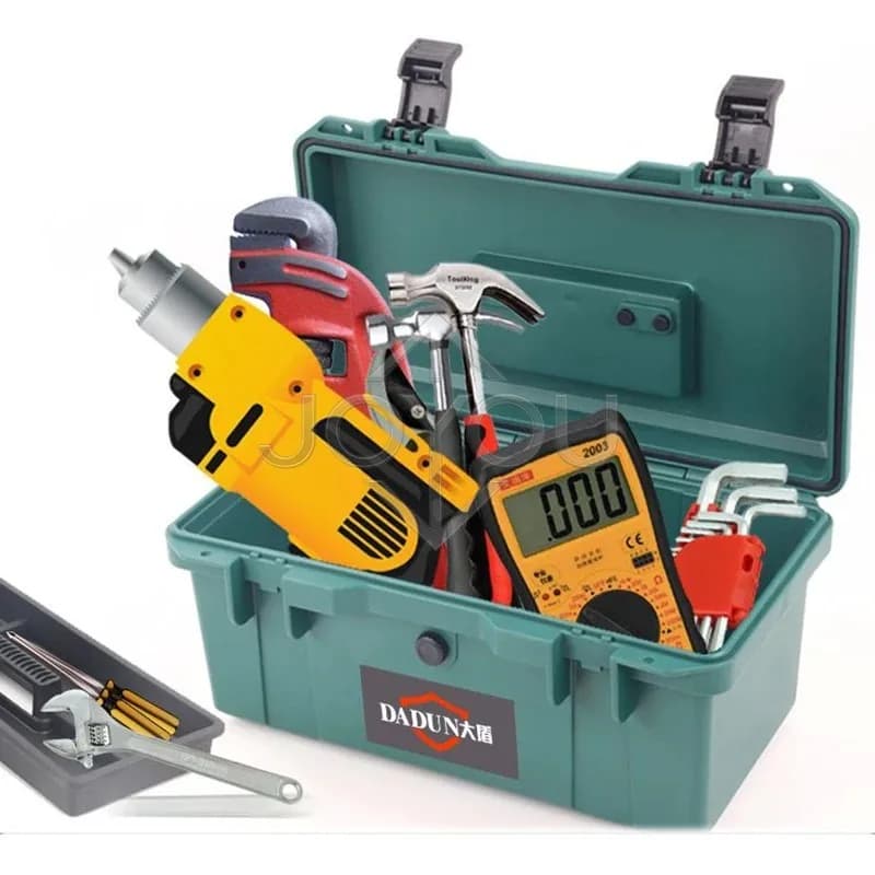 Cassetta degli Attrezzi Impermeabile Rinforzata, Organizzatore Portatile per Riparazioni Domestiche, Trapano Elettrico, Martello, Garage Auto
