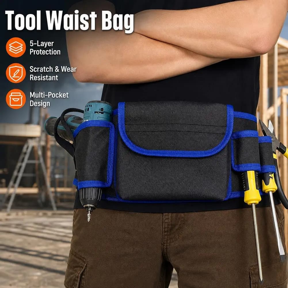 Multifunctional Tool Storage Bag Pouch Multi-Pocket Car Tool Belt Hardware Drill Waist Bag Wrench Screwdriver Tool Bag Organizer
