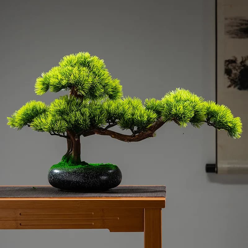 Welcome welcome bonsai of plants with high imitation Bionic welcome pine green plant in pot tree fake porch decorative ornament