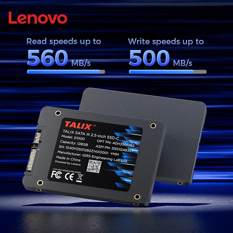 Lenovo TALIX S1000 128GB 256GB-1TB SATA III 2.5" SSD 560MB/s Read High Speed Internal Solid State Drive for Laptop Desktop PC