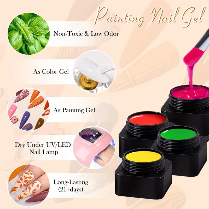 CHUNSHU Gel per pittura Semi-solido senza salviette 4 in1 vernice a copertura totale colore Gel UV Soak Off Nails Art Manicure Design fai da te nero bianco