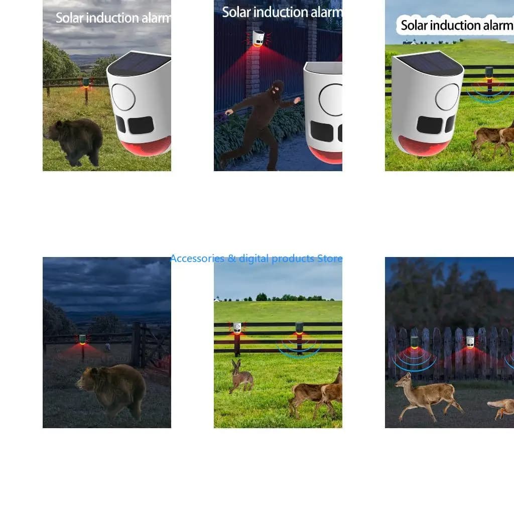 77JD Outdoor IP55 Waterproof Motion Sensors Alarm Solar Energy 129dB Sound Flash