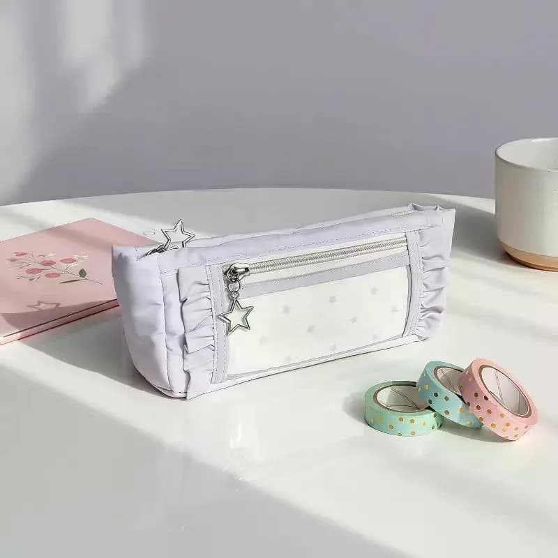 Large-capacity Simple Lace Pencil Case Ins Student Stationery Storage Bag Stationery Box Pen Bag
