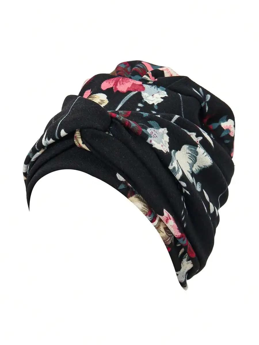 Cappello turbante con stampa floreale per donne, foulard musulmano.