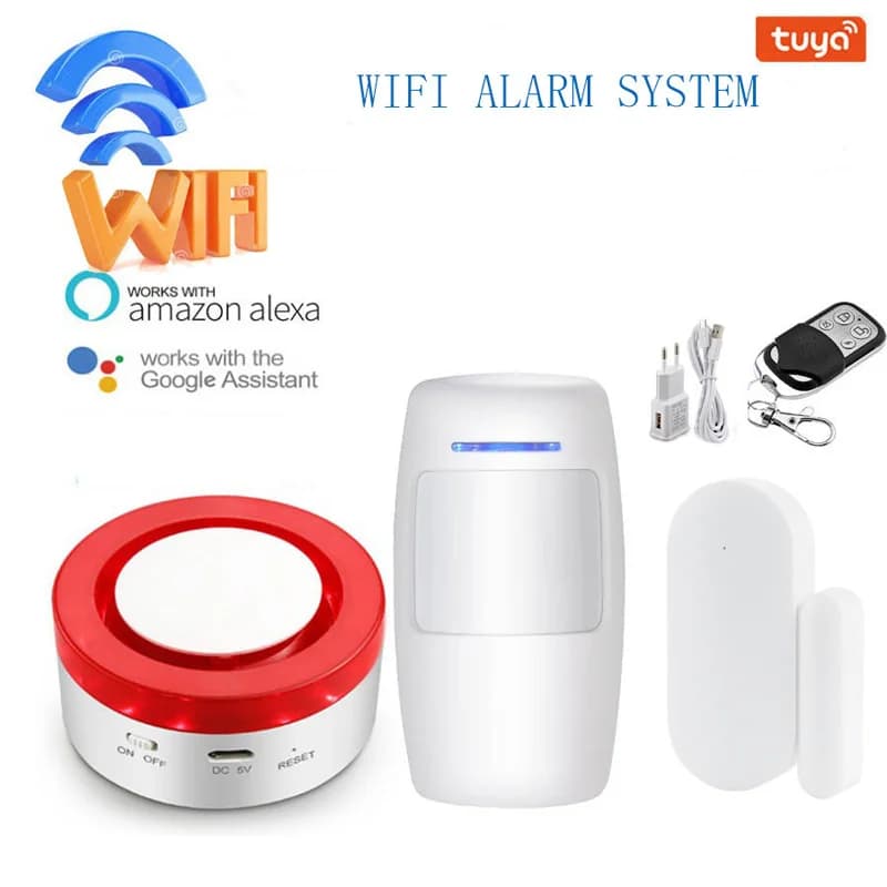 Sistema di Allarme Intelligente Tuya per Casa e Negozio, Sensori a Infrarossi per Porte e Finestre, Sistema di Sicurezza WiFi con Controllo APP, Suono e Luce