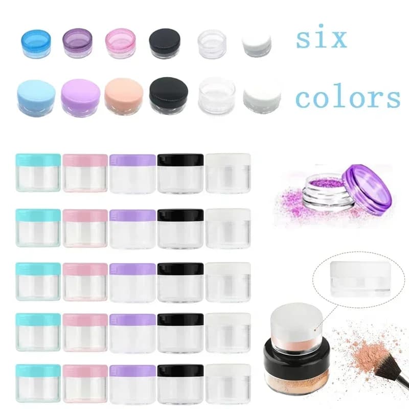 30 contenitori cosmetici in plastica da viaggio mini da 2g-20g con coperchio, trasparenti, ricaricabili, vuoti, per crema, lozione, balsamo labbra, ombretto