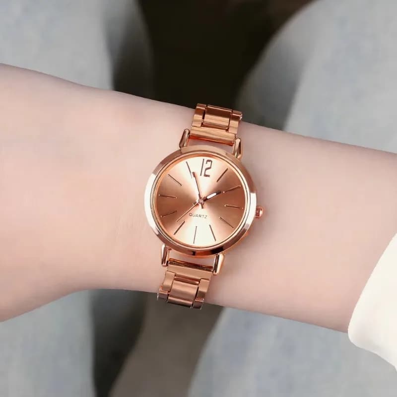 2-piece women's watch luxury dial simple steel strap fashion gold bracelet quartz watch women's watch Relogio Feminino