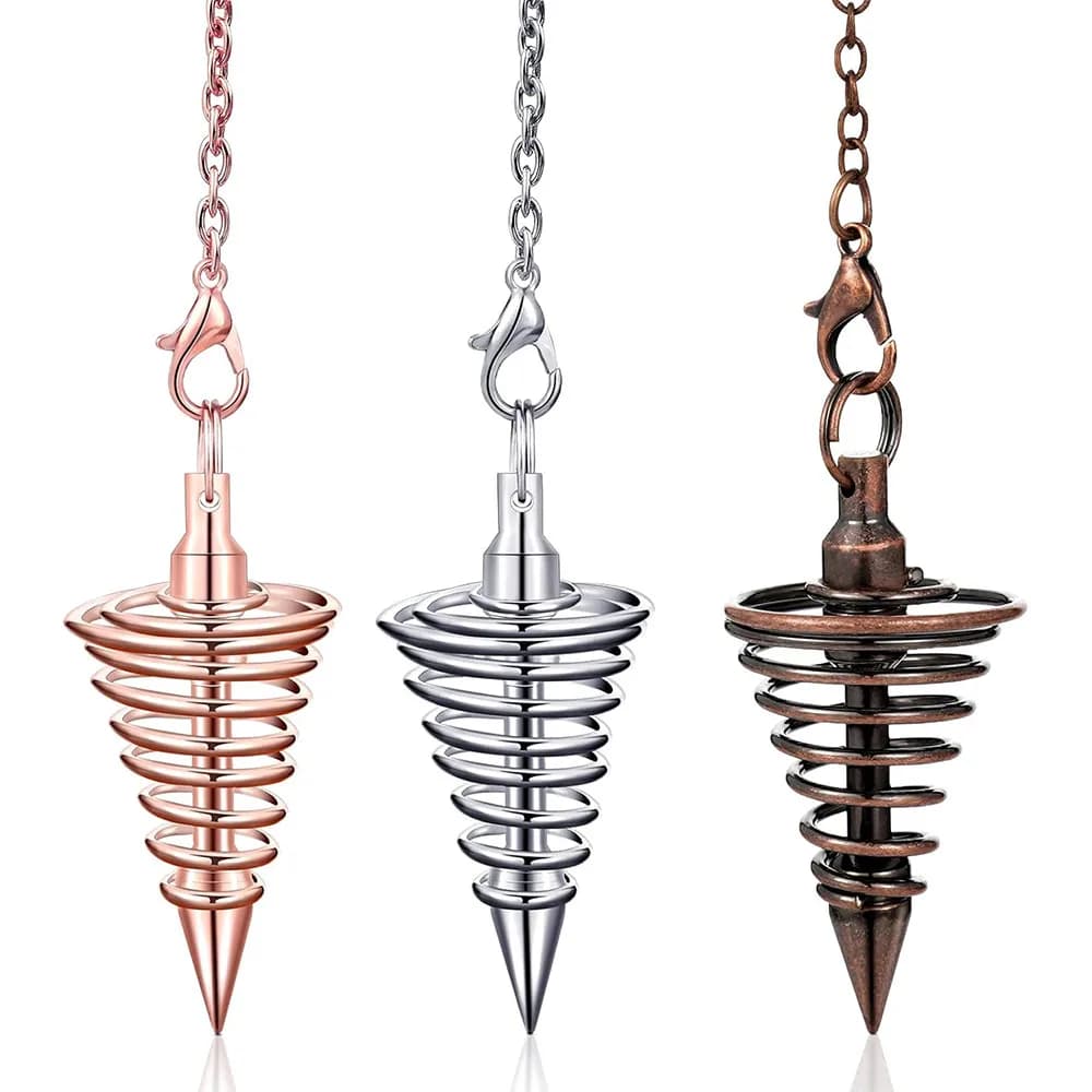 Cono 100% Rame Ottone Ciondolo in metallo Pendolo per Dowsing Divinazione Reiki Guarigione Egiziana Isis Pendulo Stregoneria Scrying Tool