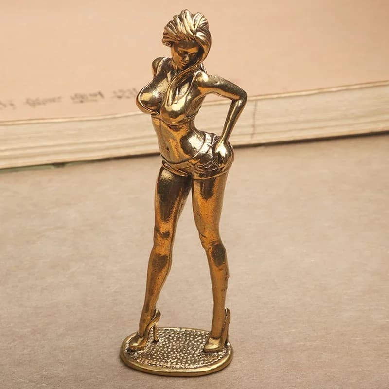 Women's Statue Solid Copper Female's Bikini Brass Figurine Sexy Girl Statuette Beauty Handicraft Collection Gifts Model For A Friend