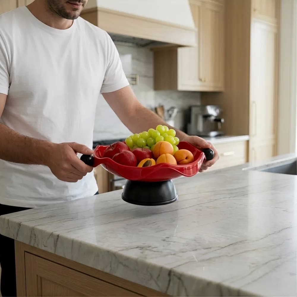 Piatto per Frutta Secca, Vassoio per Snack alla Frutta, Cesto Portadolci in Plastica con Manico Sferico, Organizzatore per Conservazione, Piatto Decorativo