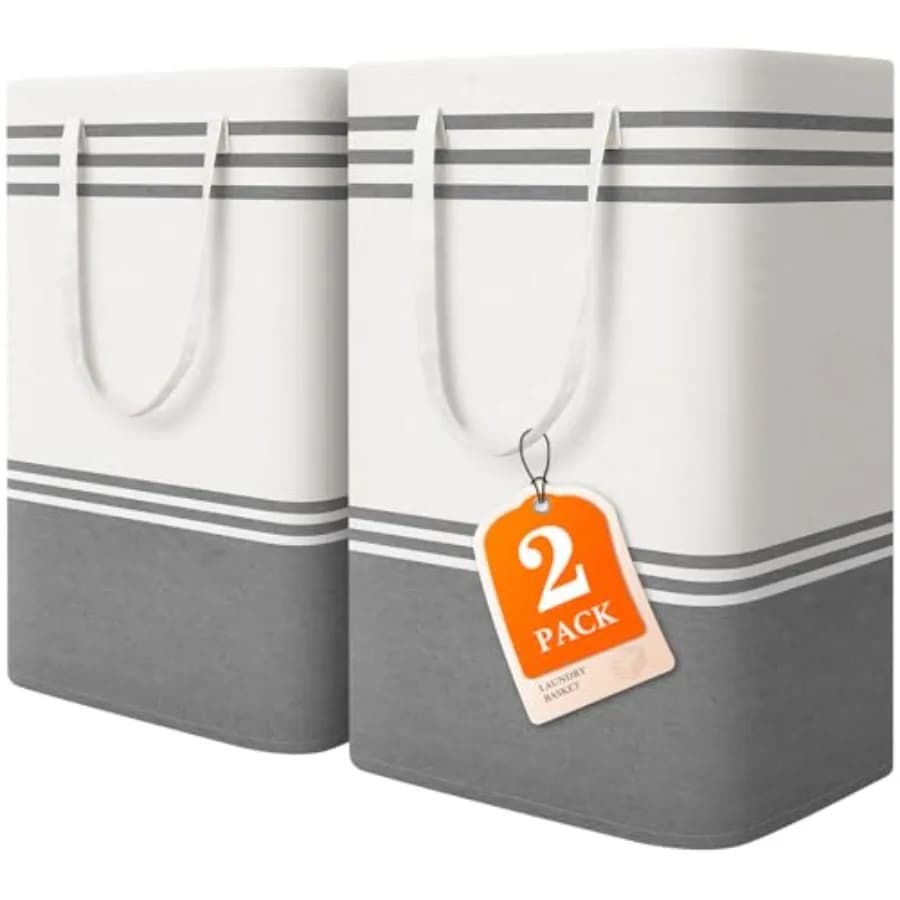 Set of 2 Large Baskets for Bucato, White Baskets Waterproof Folders with Extended and Reinforced Handles