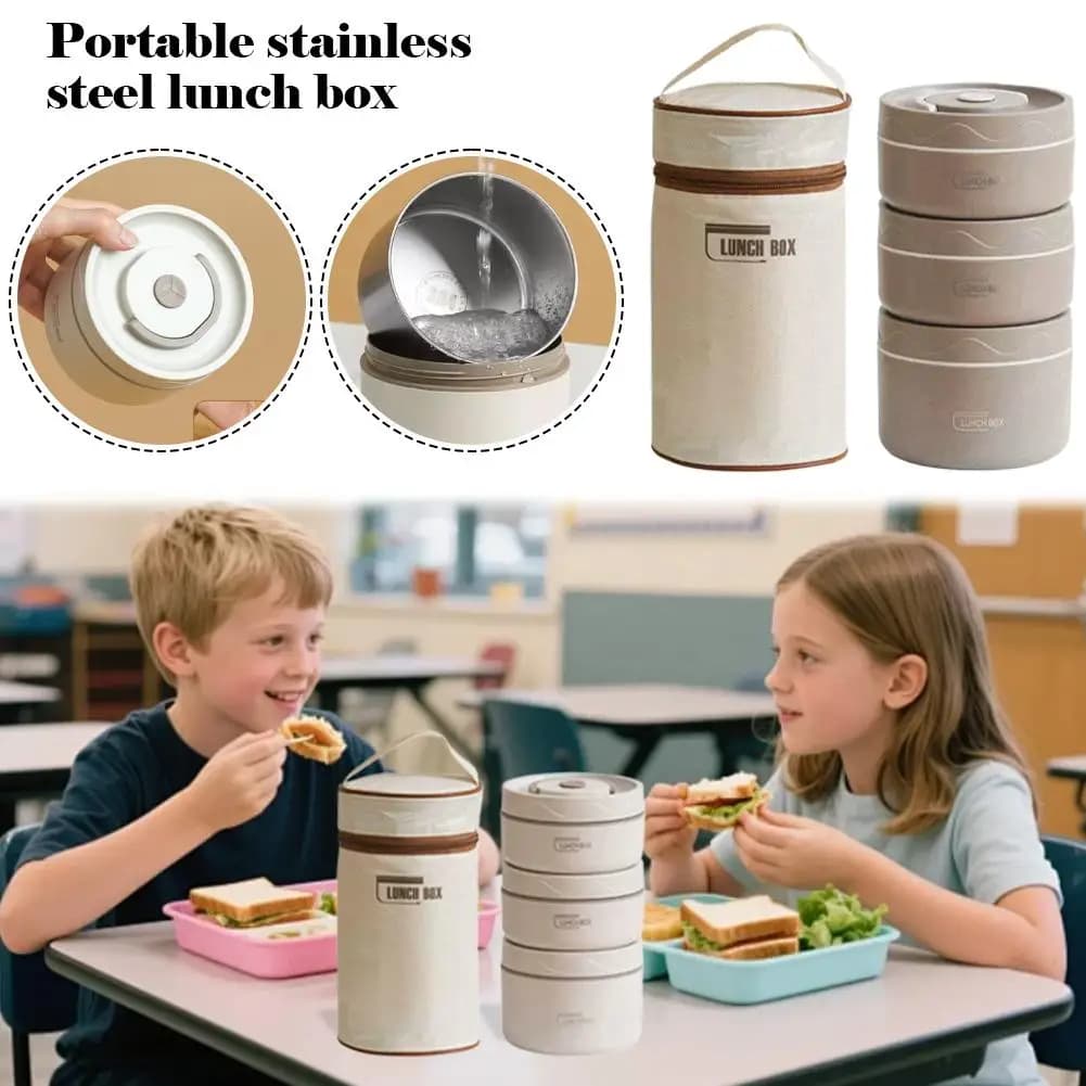 Lunch Box per uso alimentare Contenitore per la preparazione dei pasti con isolamento termico portatile a prova di perdite in acciaio inossidabile Set di scatole Bento sicuro per microonde