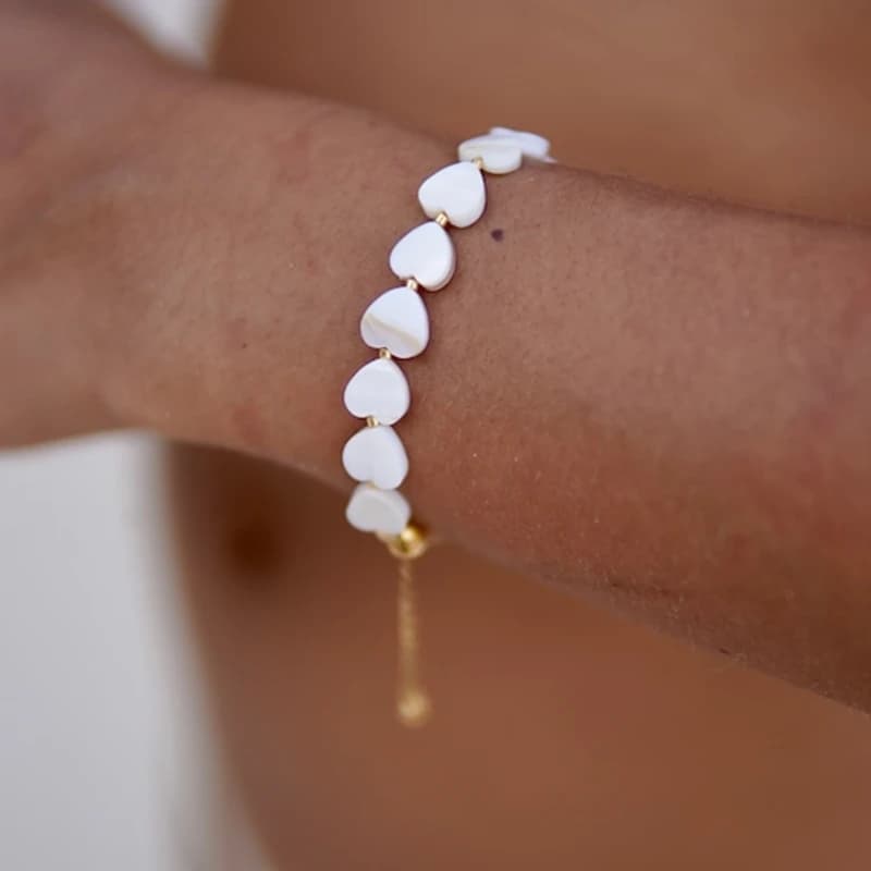 Vlen Natural Shell Heart bracciali gioielli in madreperla per le donne Summer Beach bracciale regalo per la fidanzata Pulseras