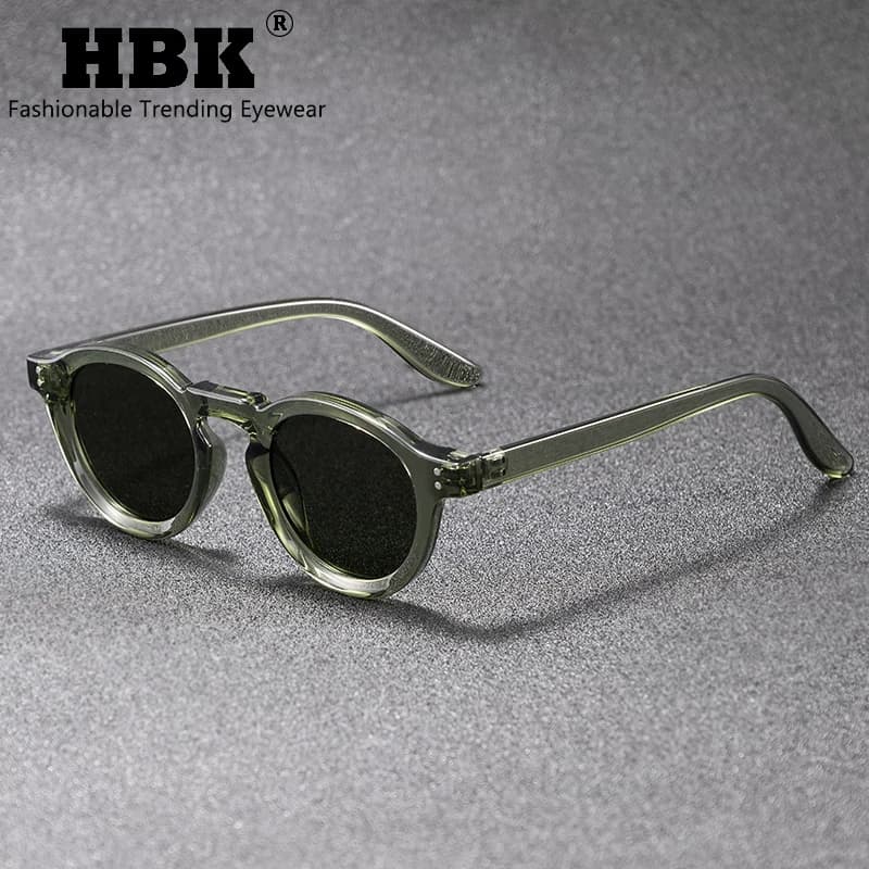 HBK Fashion Polarized Sunglasses Men Retro TR90 High-Quality TAC Lenses Round Sun Glasses Women Driving Fishing Eyewear Travel