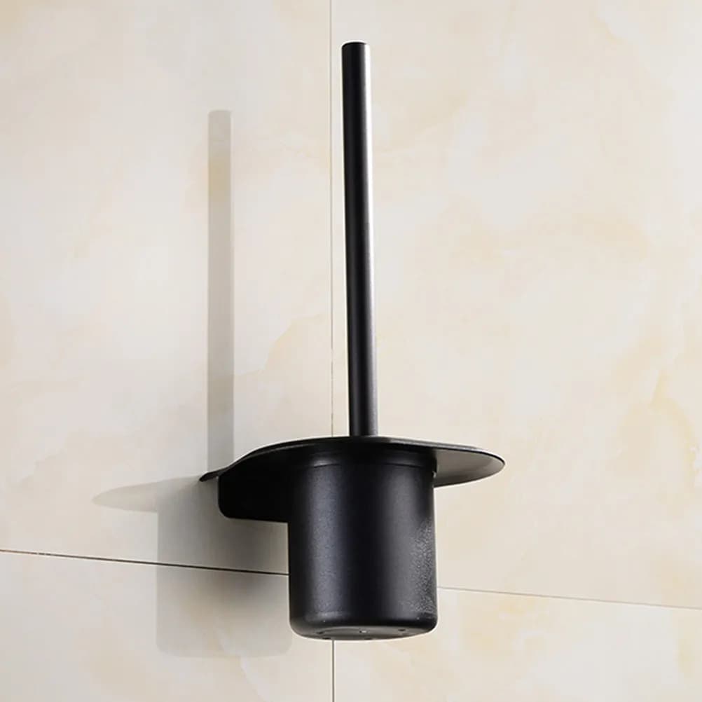 Set Spazzola per WC con Supporto in Alluminio, Impermeabile, Porta Spazzola da Bagno, Forte Decontaminazione, Salvaspazio, Design Elegante