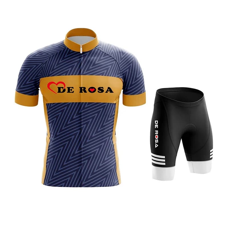 Maglia da ciclismo De Rosa, maglia traspirante ad asciugatura rapida da uomo, pantaloncini con bretelle imbottite, maglia da ciclismo su strada