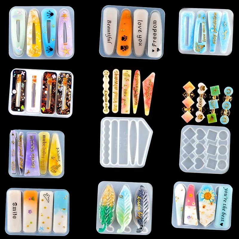 Silicone mold for hairpin made of resin epoxy DIY for jewellery Accessories for hand production Hand-made supplies Handmade casting molds in crystal resin