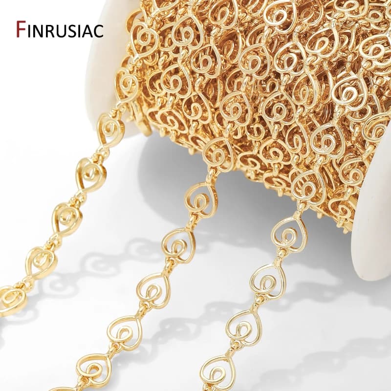 14K Gold Plated Brass Hollow Heart Shape Chain for DIY Handmade Jewelry Materials Neckalce Bracelet Jewelry Making Accessories