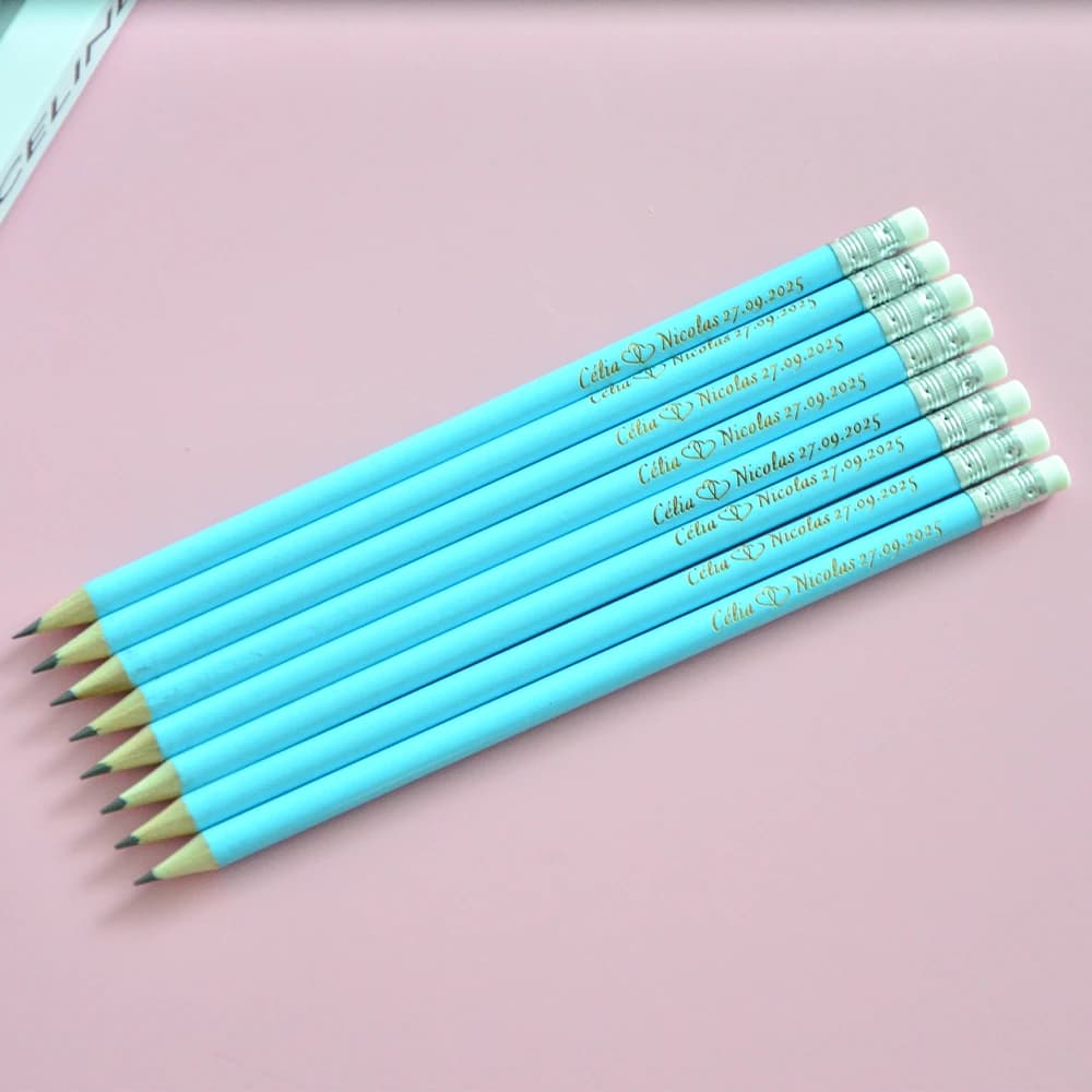 Matite colorate personalizzate in legno da 100 pezzi Matita personalizzata per decorazioni scolastiche con gomma Bomboniere regalo di nozze Baby Shower Party