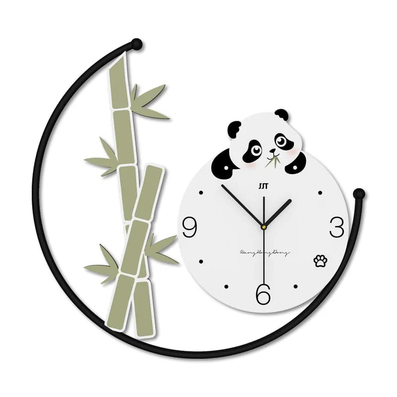 Creative panda wall clock, animated cartoon-shaped decorative watch