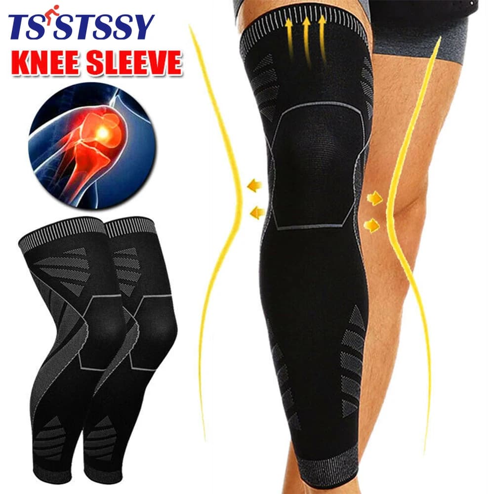 1/2 pezzi Sport maniche a compressione gamba intera ginocchiera supporto protezione per sollevamento pesi artrite sollievo dal dolore articolare strappo muscolare