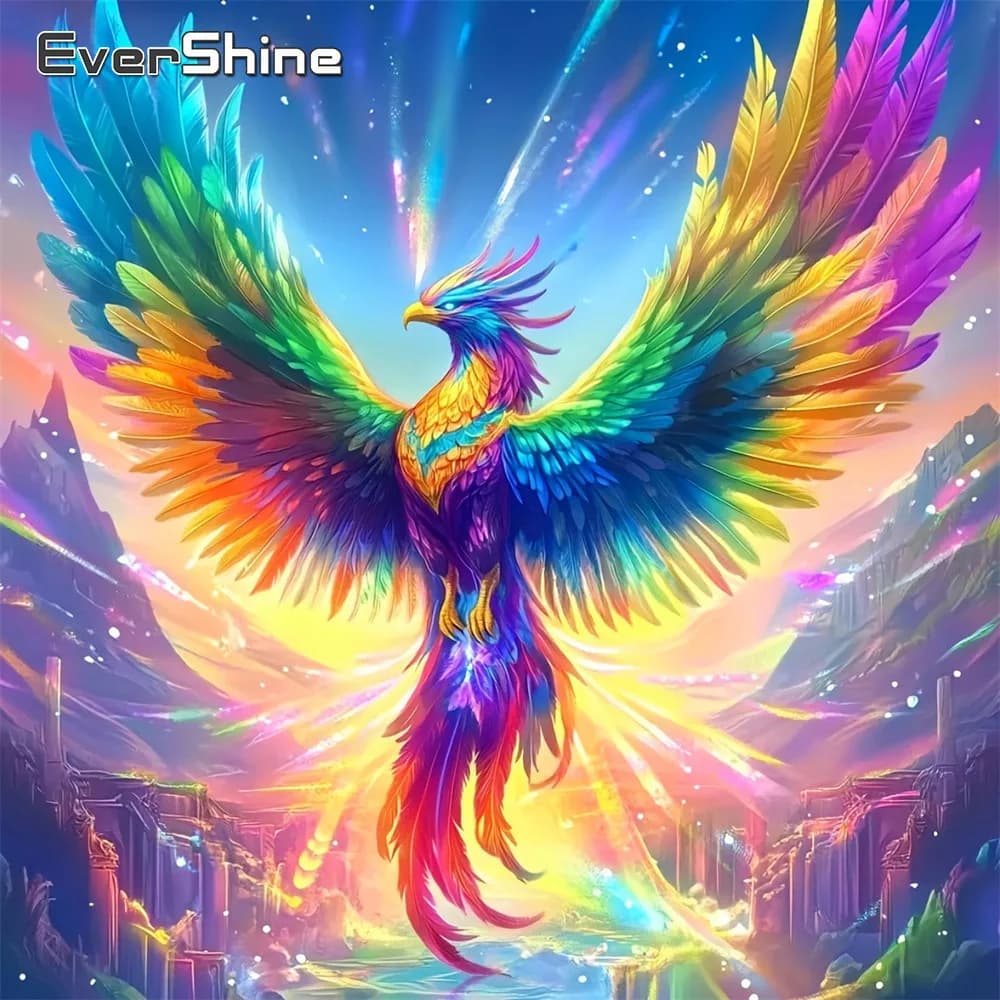 EverShine Quadro Ricamato 5D con Diamanti a Mosaico, Animale, Punto Croce, Strass, Fenice, Pittura a Quadro Pieno, Decorazione per la Casa