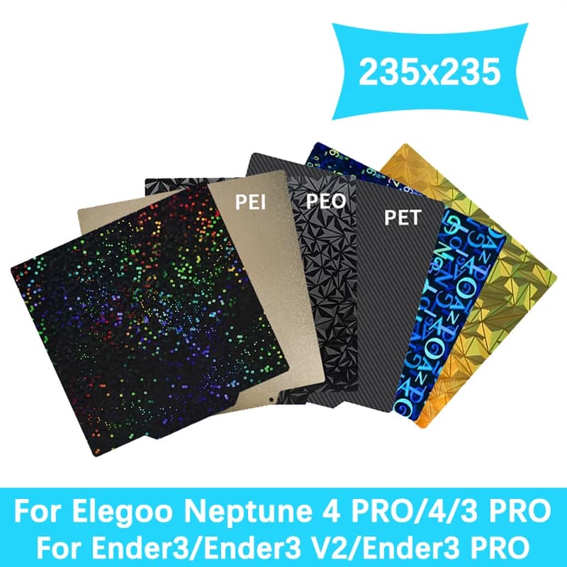 235x235mm PEI PEO PET PEY Spring Steel Sheet For Elegoo Neptune 4 PRO Build Plate Neptune 3 Heatbed For Ender 3/Ender3 V2/AD5M