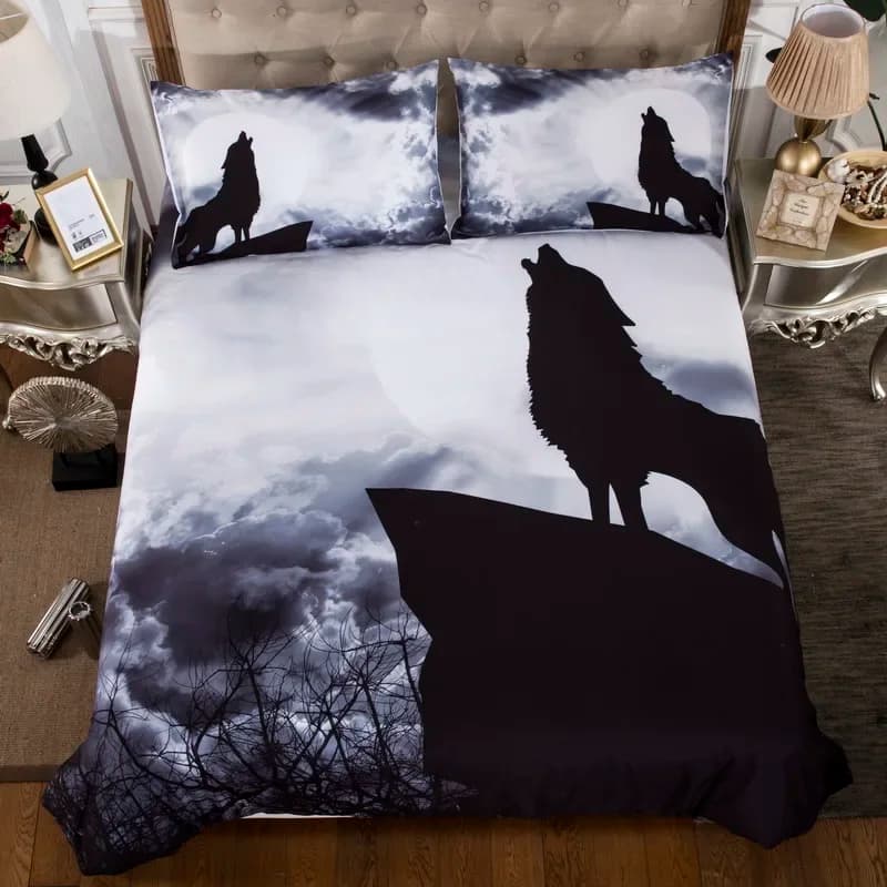 Stampa nuvole scure, alta montagna lupo copripiumino biancheria da letto 2/3 pezzi/set copripiumino con federa set letto singolo matrimoniale