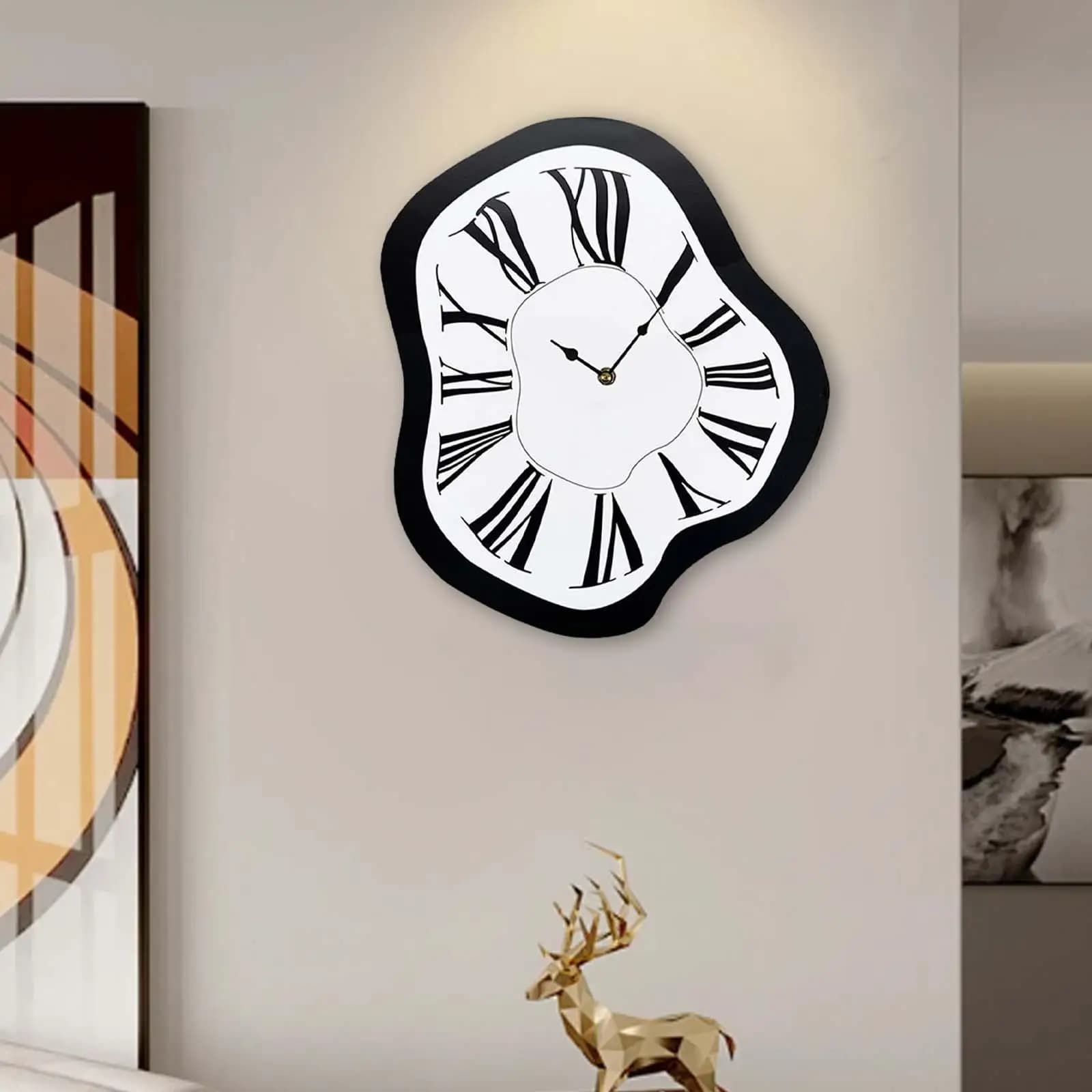 Orologio da parete distorto, orologio da parete per interni, orologio di fusione creativo di lusso, orologi distortiti per parete, mensola, tavolo, scrivania,