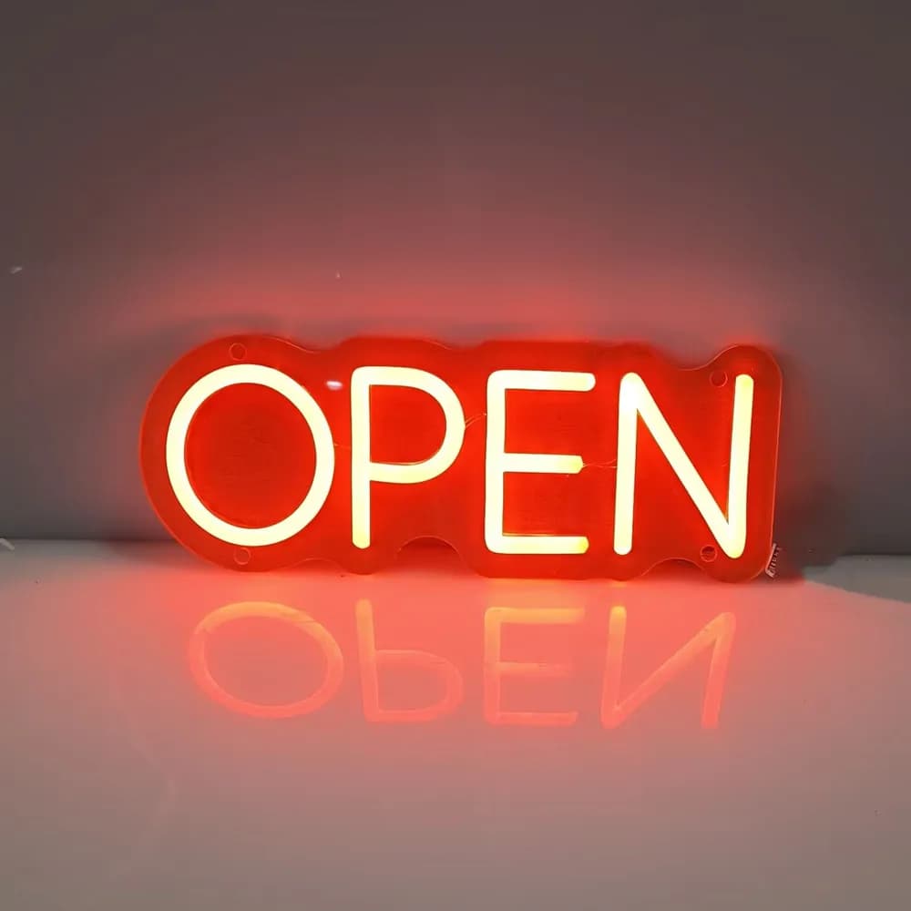 Insegna al neon aperta, insegna al neon a LED per club, ristorante commerciale, caffetteria, supporto decorativo multiuso montato a parete al neon personalizzato