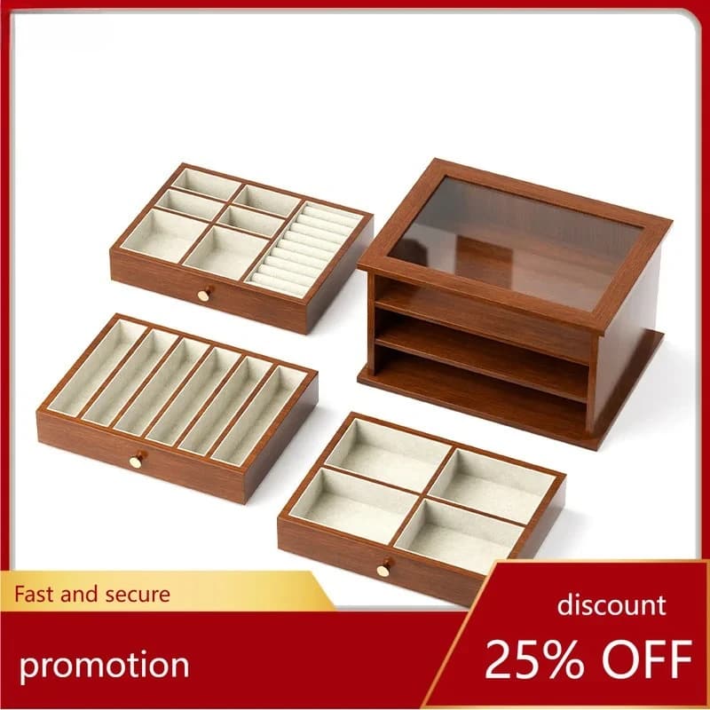 Solid Wood Storage Box for Earrings, Hairbands, Jewelry, and Hand Accessories