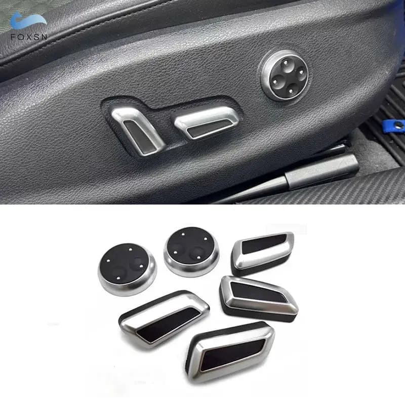 6pcs Interni Auto Sedile Interruttore Pulsante di Regolazione Trim Copertura Per Audi A3 A4 A5 A6 A7 Q3 Q5 Per VW Tigauan CC ABS Plastica Argento