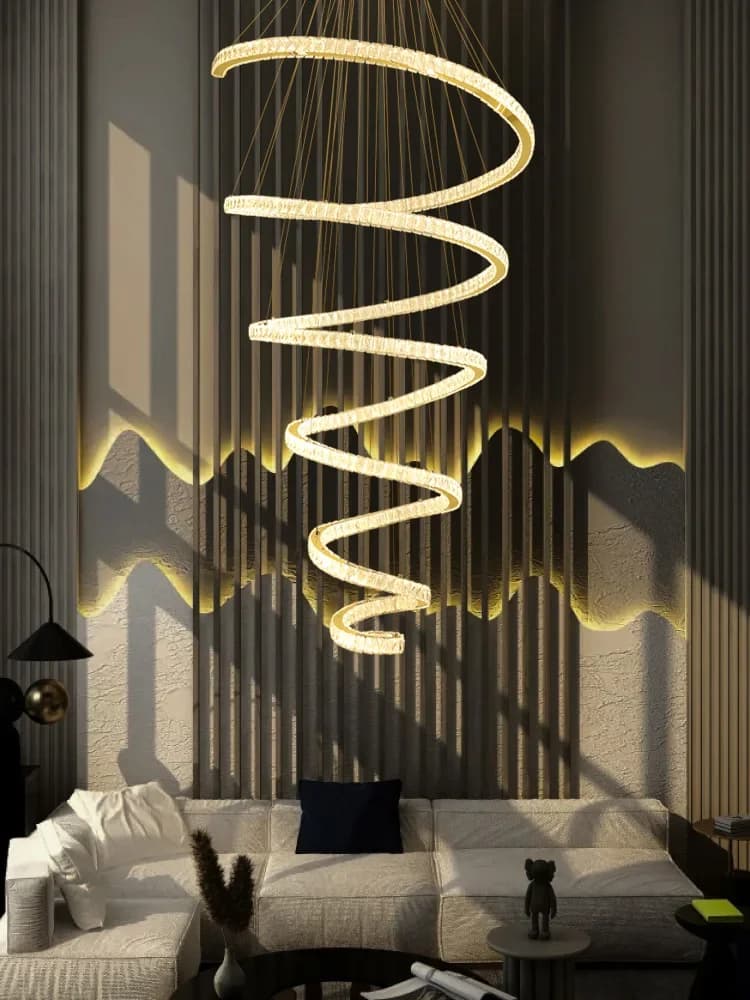 Lampadario moderno a soffitto in cristallo K9 nella hall dell'hotel di lusso Villa Soggiorno Loft Scala Lampadario ad anello rotondo Lampada a sospensione
