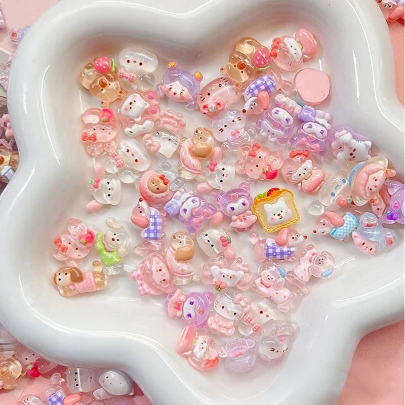 10-100 pezzi mini accessori in resina trasparente liscia mista per fai da te, colla crema, custodia per telefono, fermaglio per capelli, decorazione per nail art, regalo di compleanno