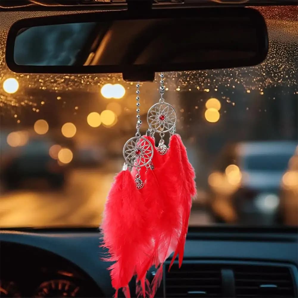 Handmade Feather Dream Catcher Car Hanging Ornament Boho Car Mirror Accessories For Women Mini Dreamcatcher Interior Decora L1V3