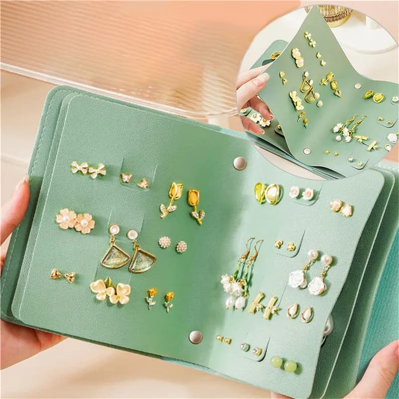 Organizer Portatile per Gioielli da Viaggio, Custodia Pieghevole per Bracciali, Anelli, Collane, Orecchini, Borsa per Conservazione Gioielli, Borse da Viaggio
