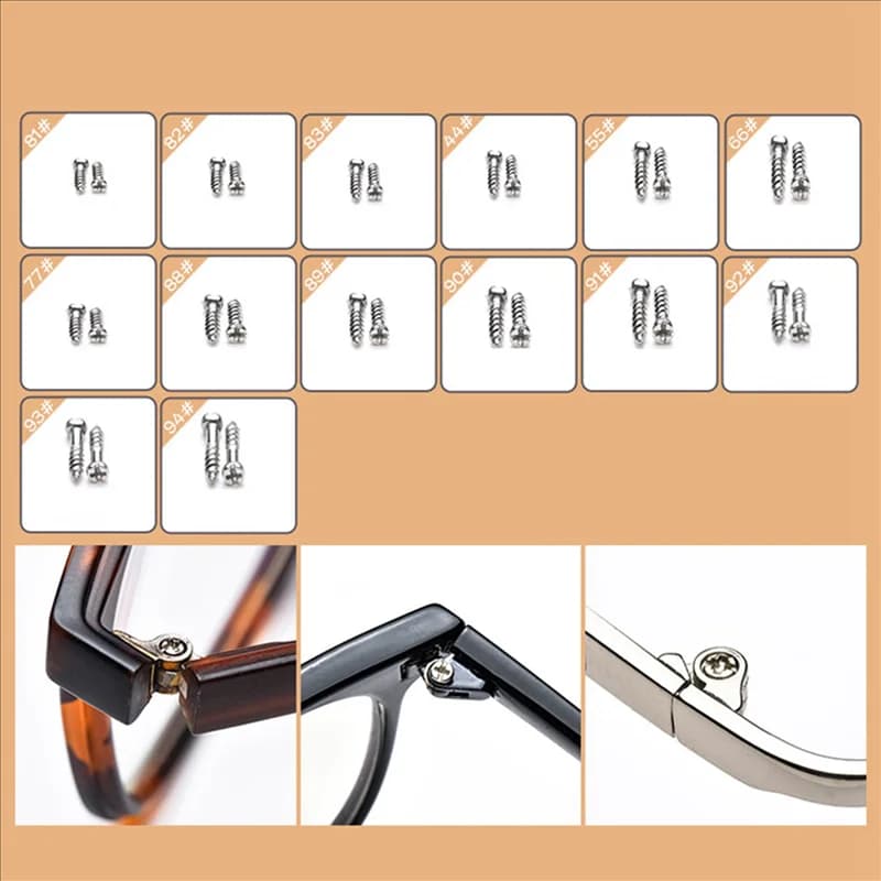 ABUN-5X Eyeglass Sunglass Repair Kit With Screws Tweezers Screwdriver Tiny Screws Nuts Assortment Glasses Repair Nose Pads