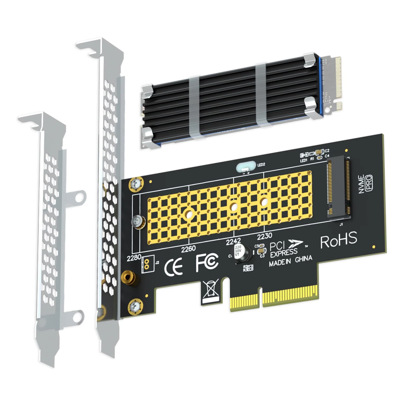 Adattatore PCIe M.2 con dissipatore di calore M.2 per SSD NVMe, interfaccia PCIe 4.0 X4