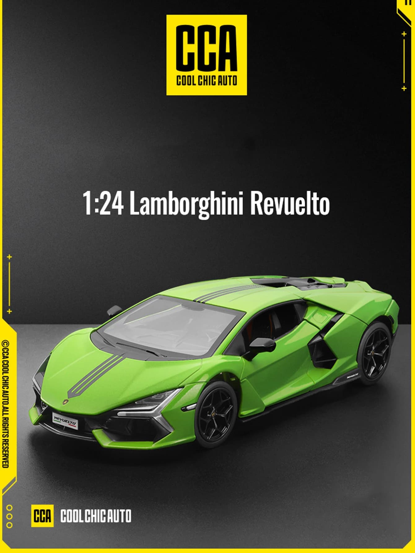Modellino auto Lamborghini Revuelto in lega di zinco, simulazione CCA 1:24, ornamento statico, auto da collezione in metallo, idea regalo.