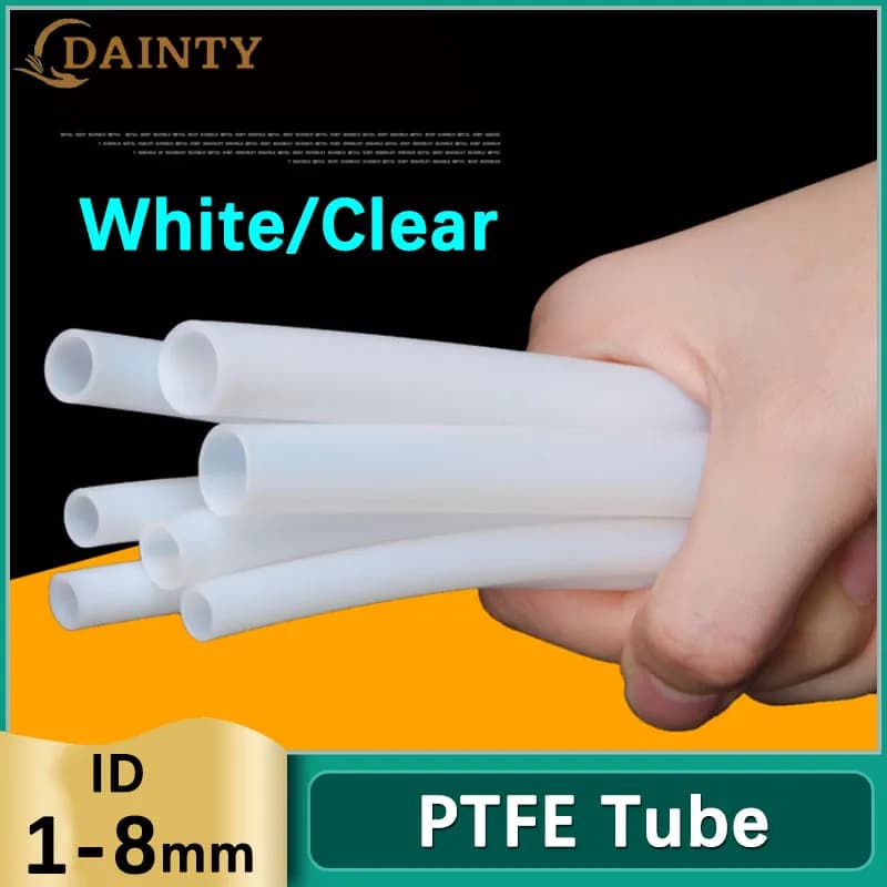 Tubo in PTFE PiPe Parti per stampanti 3D J-testa Hotend Bowden Estrusore ID 1mm 2mm 3mm 4mm 5mm 6mm 7mm 8mm Tubo Capricorno Bianco/Trasparente