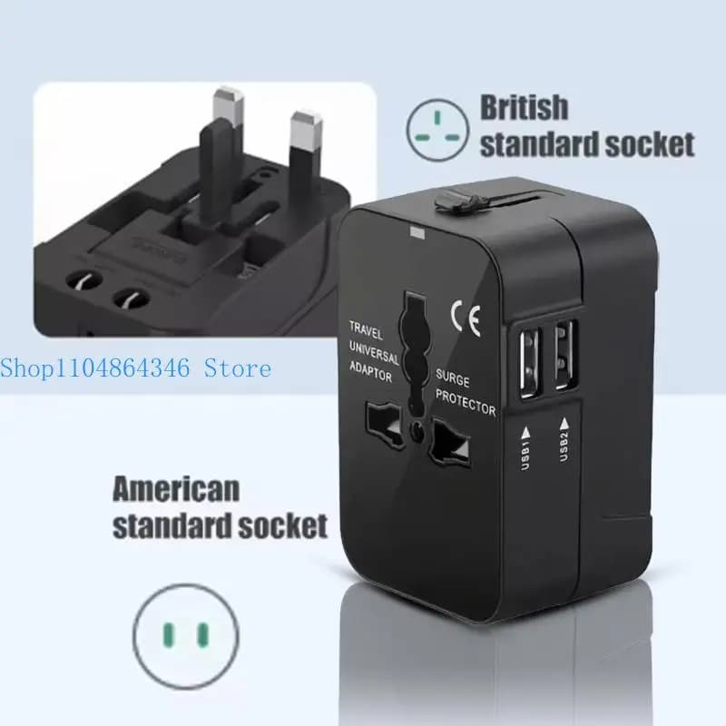 652F Power Charging Adapter with Double USB Port Outlet Converters World Travel Power