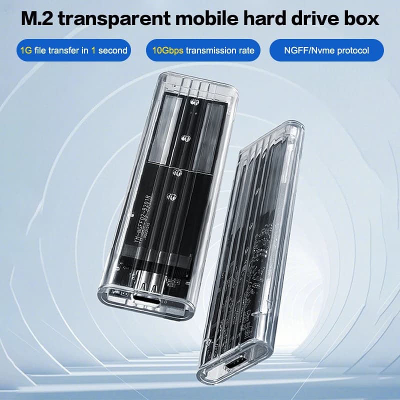 M.2 NVME PCIe NGFF SATA Protocol Case Clear USB Type C 10Gbps PCI-E Transparent External Hard Disk Box Case For Laptop Phone