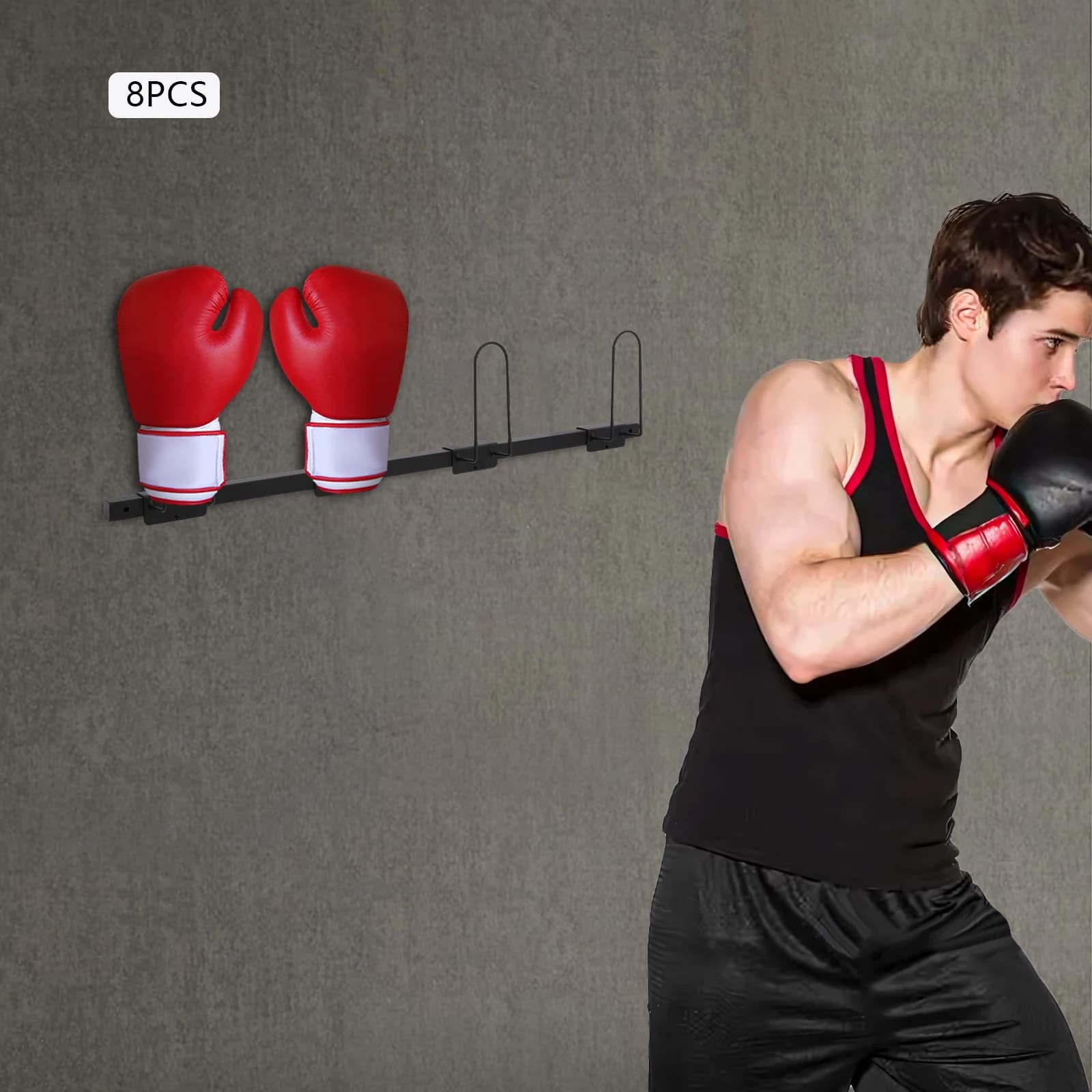 8 piece boxing gloves holders Wall boxing gloves with 4 hooks Boxing gloves for gym, shop, house